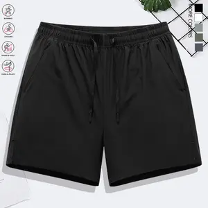 Men’s solid-color casual shorts with zippered pockets; summer fashion drawstring athletic shorts suitable for fitness and outdoor wear; comfortable shorts with a casual, minimalist style featuring letter print and drawstrings.