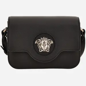 Pre-owned VERSACE Leather Shoulder Bags BRAND NEW Medusa Flap Bag Black Silver