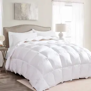 SUBRTEX Home Goose Feather Down Comforter Twin XL Size - Quilted Duvet Insert with Cotton Cover for Winter, 4 Corner Tabs, Machine Washable, White