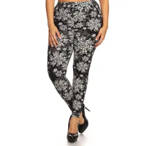 Plus Size Abstract Print, Full Length Leggings In A Slim Fitting Style With A Banded High Waist