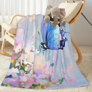 Baby Blanket Butterfly Flower Oil Painting for Boy Girl Newborn Toddler Infant Nursery Throw Blankets Double Layer Comfy Soft Plush Stroller Crib Quilt