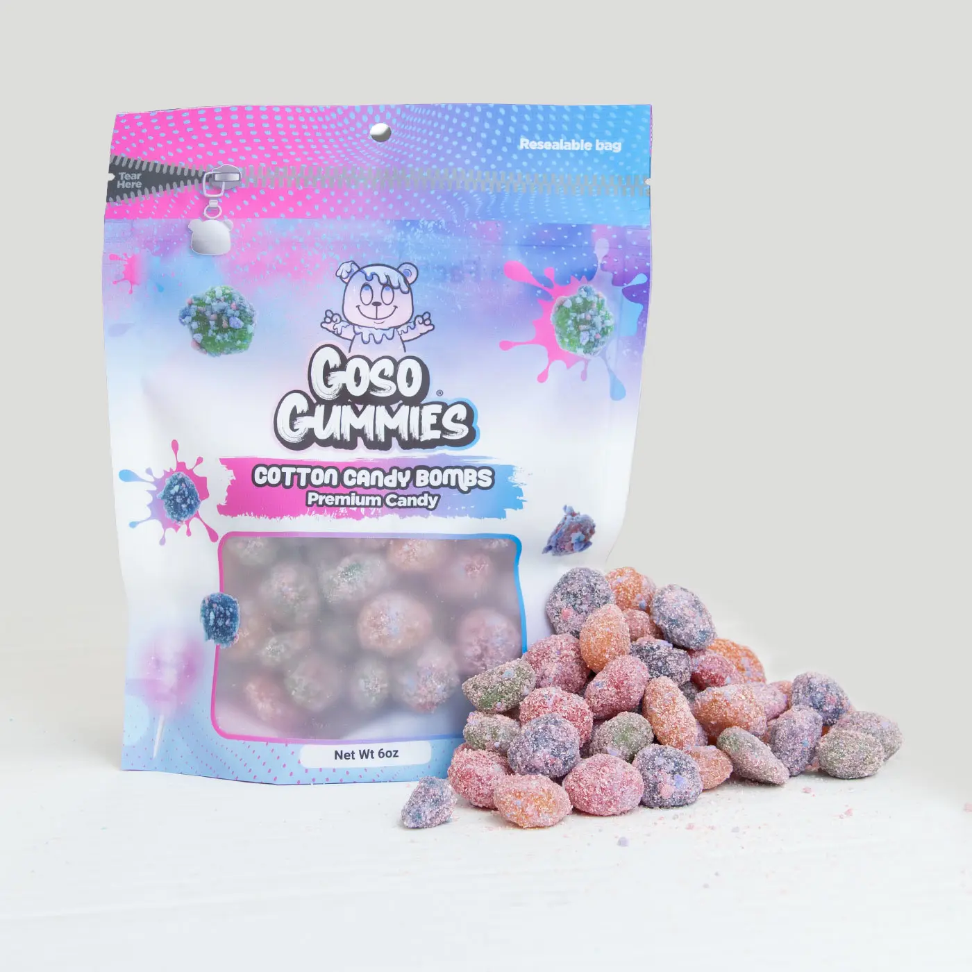 Goso Gummies Cotton Candy Viral Gusher Bombs - 6oz Bag - Sweet Snack Goso Gummies Cotton Candy Viral Gusher Bombs - 6oz Bag - Sweet Snack