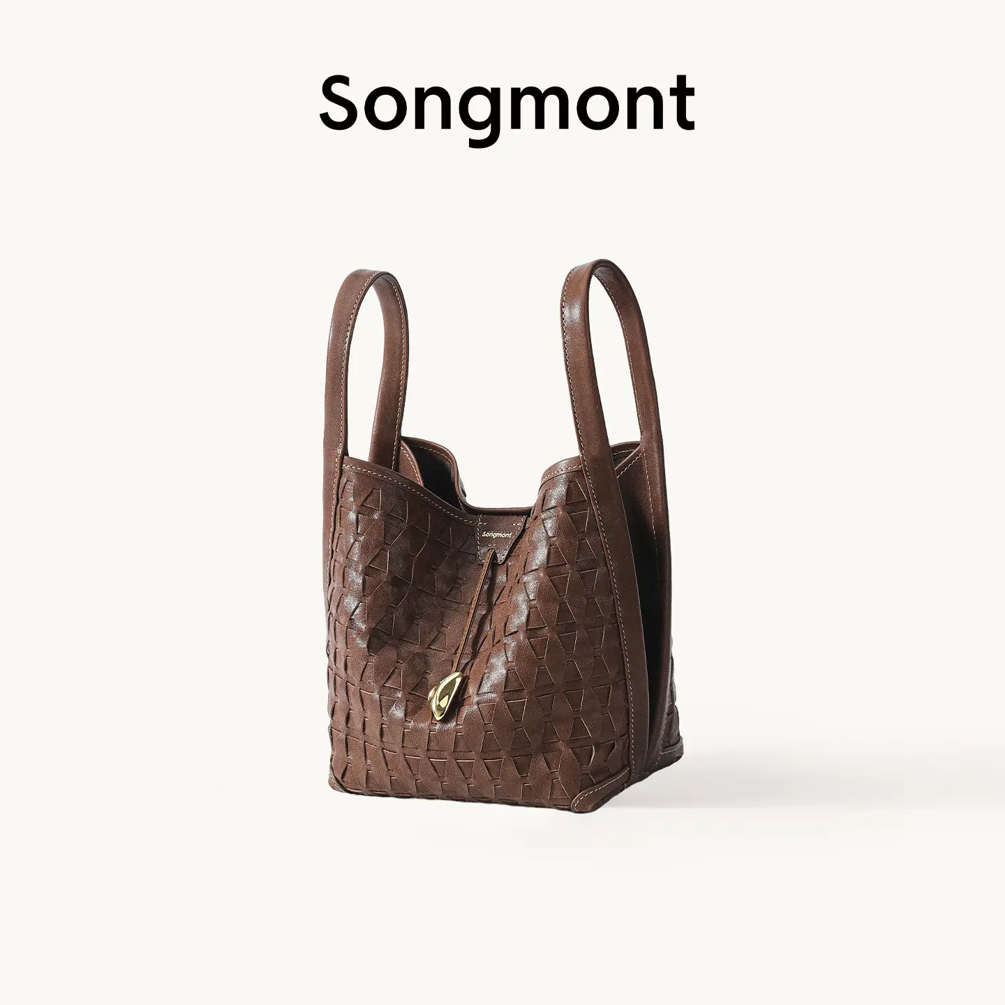 Songmont Lattice Bucket Bag - Women's Fashionable Casual Handbag, Elegant Purses Crossbody Bag, Fashionable Bag