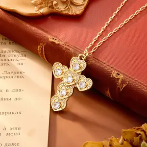 ALEXCRAFT 14K Gold-Plated Copper | Heart & Cross Necklace | Flat Wire Chain Design | Stylish & Minimalist | Suitable for Daily Wear | Faith Jewelry | Women's Cross Necklace