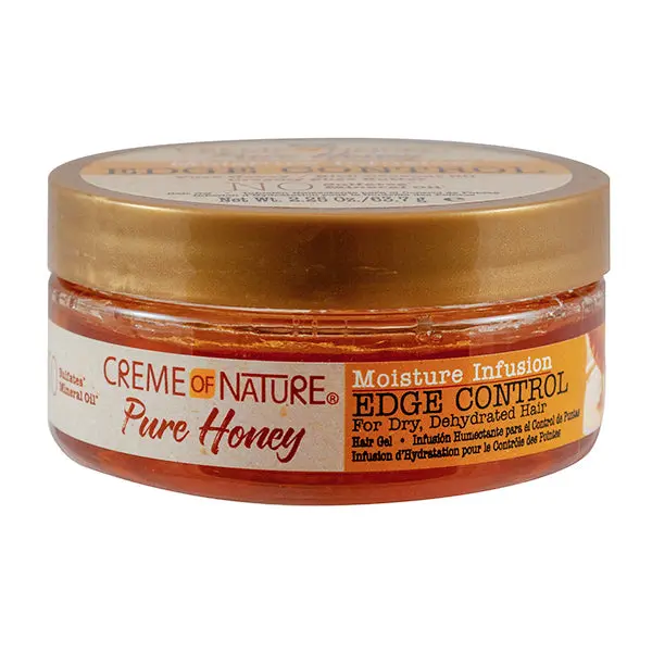 Creme of Nature Pure Honey Moisture Infusion Edge Control Moisturizing Gel - Non-Toxic, Long Hold, Frizz Control, Mineral Oil Free, Infused with Pure Honey, Coconut & Shea, 2.25 oz Haircare Styling Gel