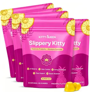 KITTYQUEEN Slippery Kitty Feminine Probiotic and Moisture Gummies, Pineapple Flavor, Women’s Probiotic Gummies for Vaginal Health, pH Balance, Odor Control, Flora Support and Moisture Boost, 60 Count
