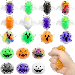 Spooky Halloween Squishy Toys - 6Pcs Cute Ghost/Pumpkin/Bat Stress Relief Fidget Toys for Kids Adults, Sensory Squeeze Balls for Party Favors, Trick or Treat Gifts