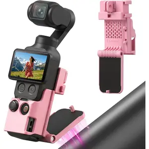 Magnetic Mount Stand Compatible with DJI Osmo Pocket 4/3/Xtra Muse, Pocket4 Accessories Adapter Clamp Magnet Suction Case Holder on Desktop/Vertical Surface, 180 °   Adjustable Handle, Pink