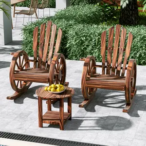 Spurgehom Adirondack Rocking Chair Outdoor Wood, Patio Yard Glider Rocking Chairs with Slatted Design, Comfortable Porch Rocker for Lawn Garden Balcony Poolside