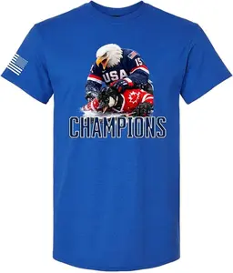 Men's Graphic T-Shirt - USA Hockey Eagle Dominates Canada 2026 Hockey Champions Tee, USA Hockey Tee, Hockey Fan Gift, Unisex Graphic Tee