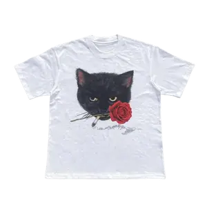 Smocking Cat T-Shirt, Unisex Vintage Graphic Tees Gothic Grunge Emo Scene Amity Affliction Style Clothes Men Women Streetwear