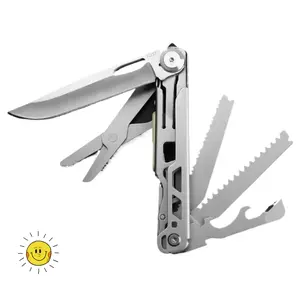 Compact Fieldmaster Multi-Tool   pact Fieldmaster Multi-Tool   10 in 1 multitool, Mini Pocket EDC,xhandle MT-17, multifunctional folding tool, outdoor camping lightweight tool knife, household emergency scissors, bottle opener, can opener, small saw,