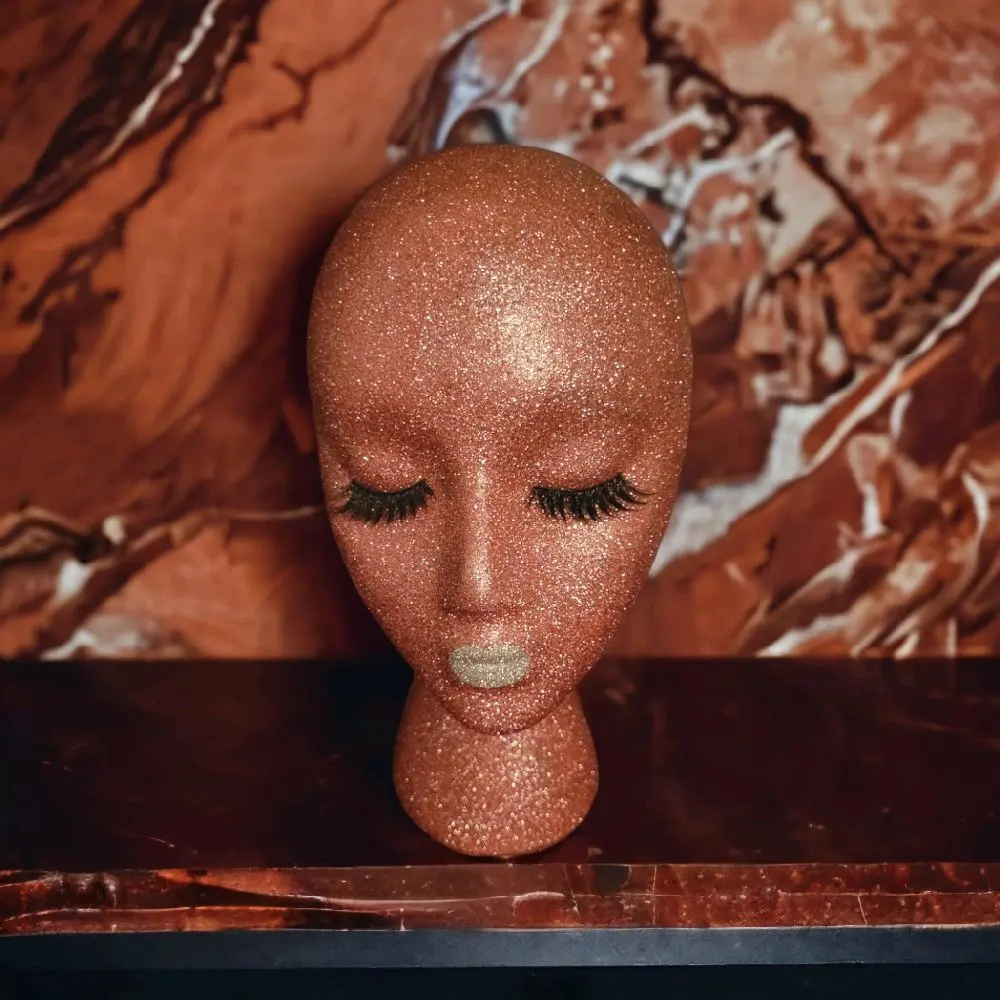 Female styrofoam mannequin head| display stand| wig stand| hat stand| mannequin head| wig head| glitter head| salon display| wig model| gift| mannequin head (Rose)