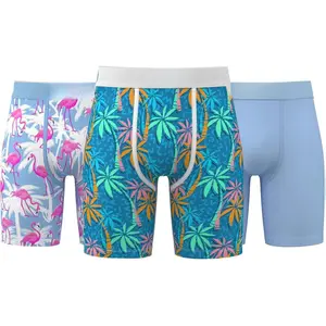 PSD Underwear Mens Boxer Briefs - Tropical, Standard Length Pack & Singles, Soft & Breathable Boxer Briefs for Men