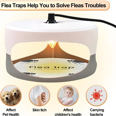 Flea Traps for Inside Your Home 2 Packs - Lightweight Trap with Sticky Bed Bug Light for Indoor Pest Control, Easy to Operate & Hygienic