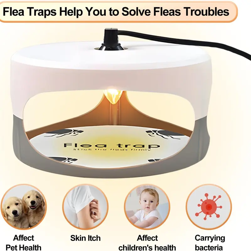 Flea Traps for Inside Your Home 2 Packs - Lightweight Trap with Sticky Bed Bug Light for Indoor Pest Control, Easy to Operate & Hygienic
