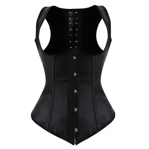 Sexy Underbust Corset Bustier Pattern plus Size Corset Push up Shoulder Straps Shapewear Vest Top Waist Cincher Black Basques Sapubonva