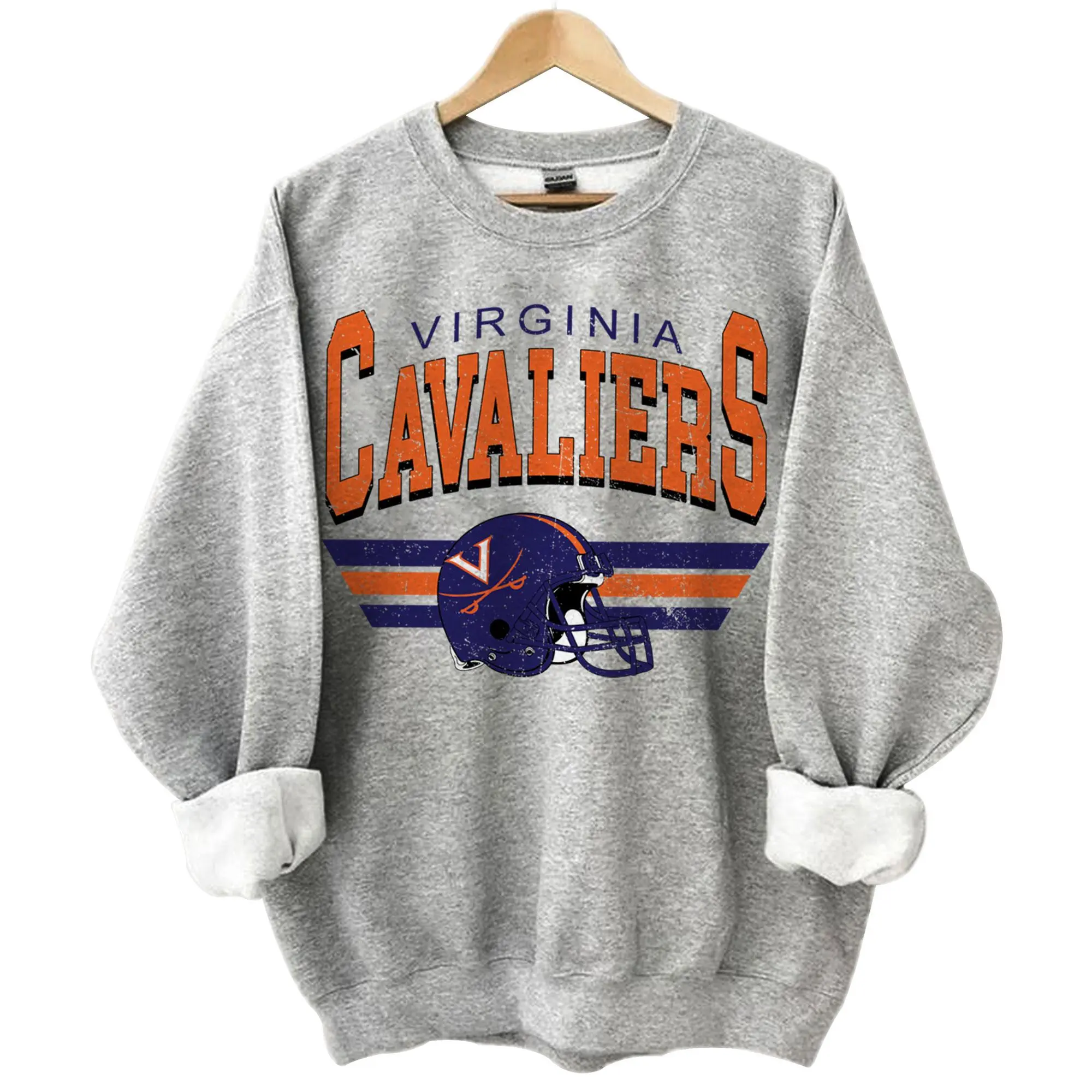 Vintage Helmet Virginia Football Team Sweatshirt, Graphic Virginia Sport Team Hoodie, Gift Top Cotton Classic Unisex T-Shirt For Football Fan, Men, Women