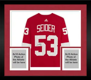 Framed Moritz Seider Detroit Red Wings Autographed Red Adidas Authentic Jersey - Fanatics Authentic Certified