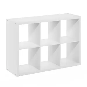 6-Cube Modern Composite Wood Bookshelf - Thick Frame, Reversible Open Back, 14.6x43.8x30in, for Living Room, Home Office Book Rack, Bookshelf Book Rack