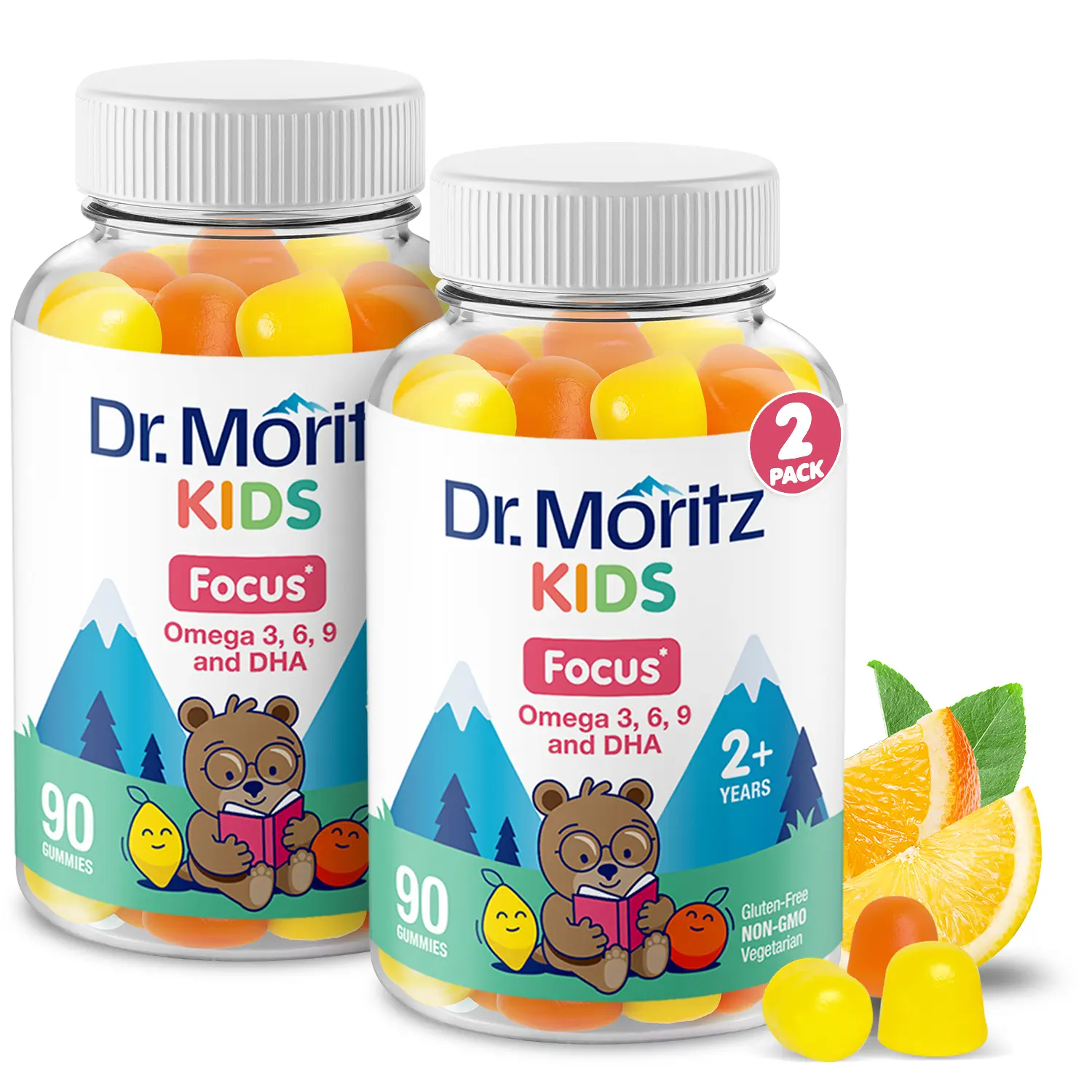 DR. MORITZ Vegan Omega 3 Gummies, 180-Count Edible Dietary Supplements for Adults & Kids, Supports Brain & Heart Health, Fish Oil-Free & Gluten-Free, 180 Pieces