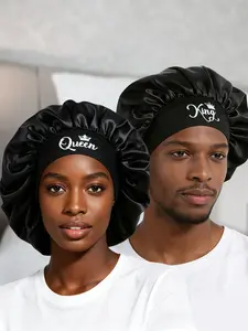 Couple Sleep Caps, Satin Sleep Hat for Curly Hair, Soft Comfortable Night Cap, Large Size, Soft Elastic Band, Ideal for Hair Care