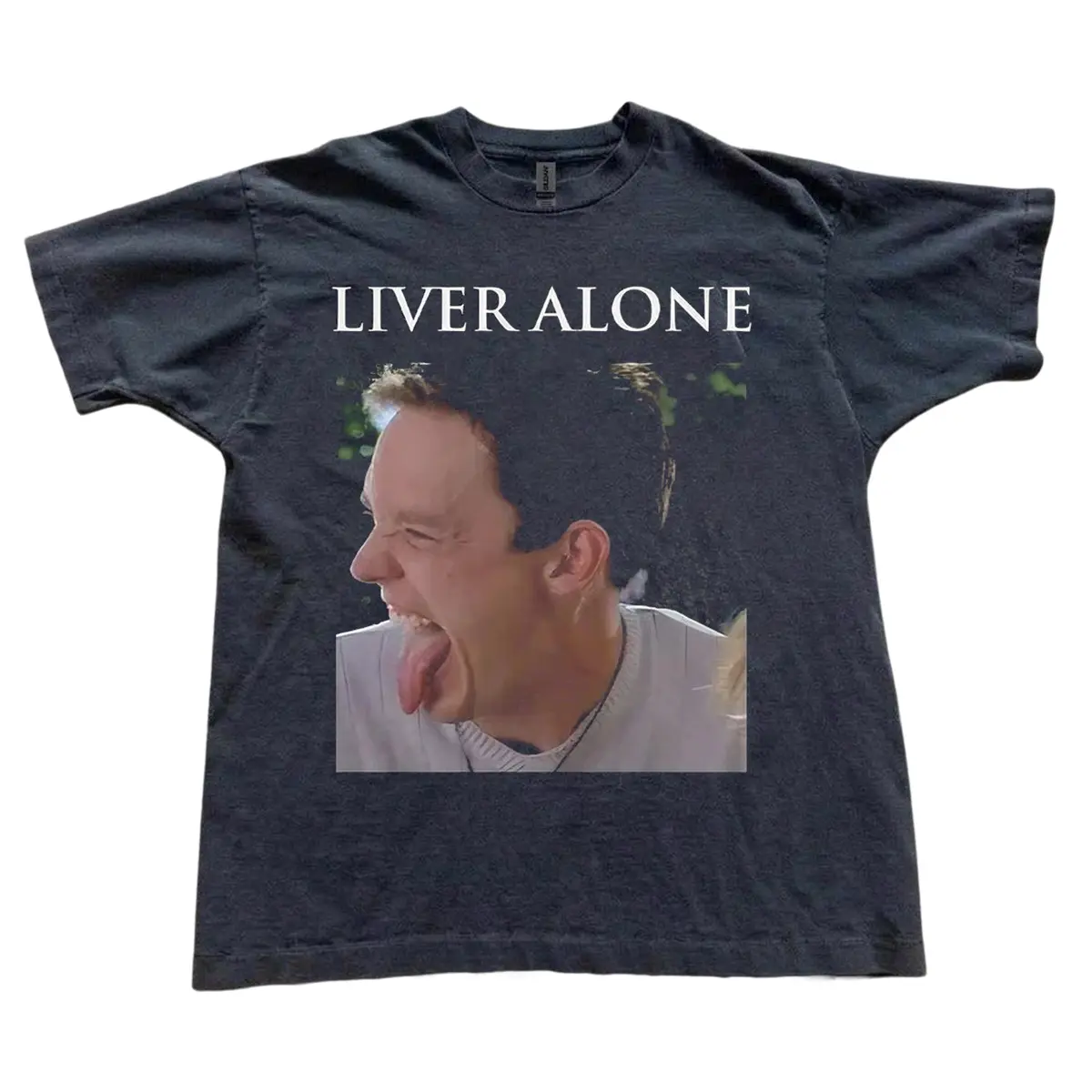 Stu Macher Meme Liver Alone Scream Funny Graphic T-Shirt, Retro Halloween Comedy Meme Tee, Vintage 90s Movie Inspired Shirt, Humorous Streetwear Gift for Men and Women