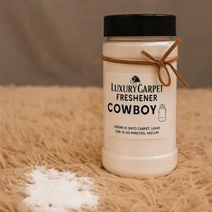 Scented Cowboy Luxury Carpet Freshener - Cool Eucalyptus, Light Citrus, Soft Leather, Sandalwood & Golden Amber Scents - Manly Home Room Freshener for Household Use