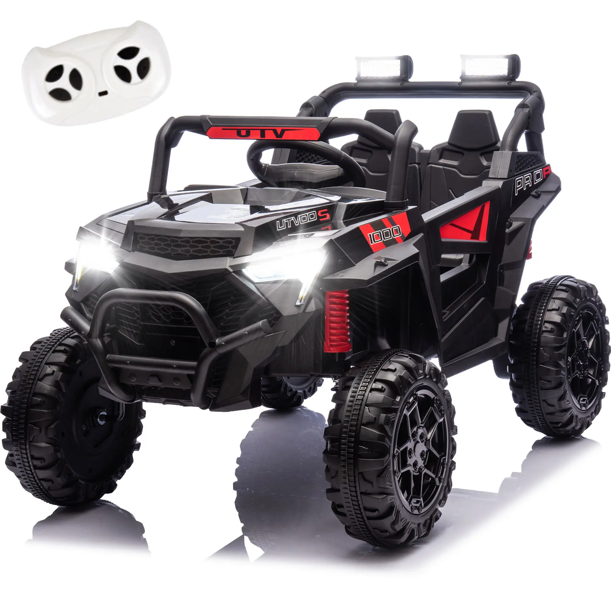 24V 400W Unisex Battery-Powered Kids Ride On Electric UTV - Parents Remote Control, 4-Wheel Smooth Suspension, LED Lights, Portable Handle, USB/MP3/Bluetooth Music Advanced Center Panel, Power Display, Versatile Drive for Ages 3+