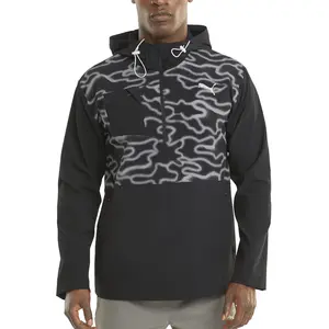 PUMA Mens Run Reflective Woven Half Zip Jacket Athletic Outerwear Casual Moisture Wicking - Black