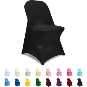 Black Folding Chair Covers, Spandex Folding Chair Covers 10 count, Banquet Chair Slipcovers for Party, Wedding, Holidays, Celebration