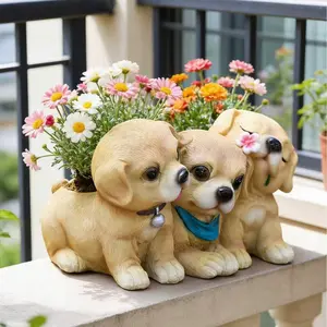 Three Dog Flower Pot, Realistic Animal Succulent Planter, Resin Creative Flower Pot, Office Healing Decor, Multi-Purpose Gift, Home Decor Pots, Garden Pot