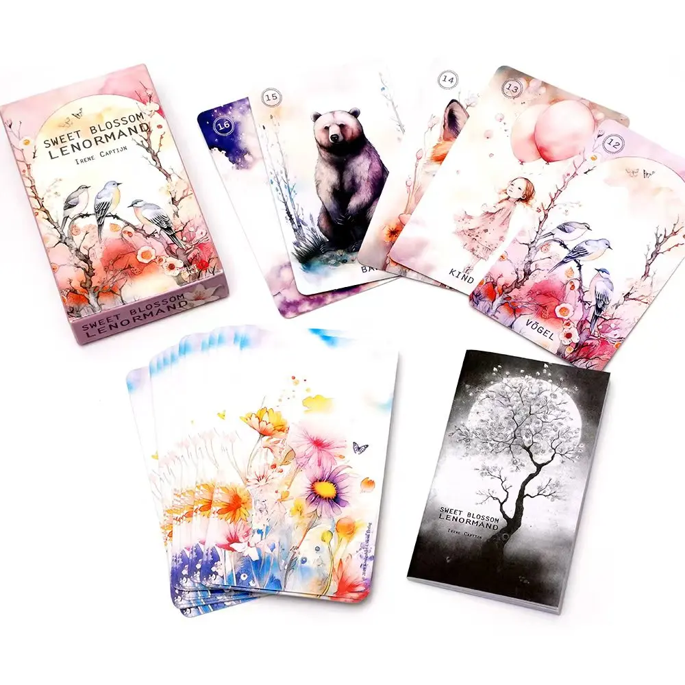 Sweet Blossom Lenormand German Tarot  Deck Playing Fate Divination With Paper Instruction Family Party Board Game
