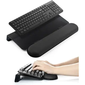 Keyboard Wrist Rest Stand for Desktop, Keyboard Holder for Easy Typing with Wrist Pad for Office Desk  School Clear Black