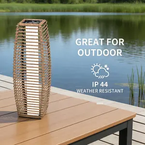 Solar Floor Lamp, Outdoor Garden Lantern Pathway Light & Decorative Driveway Lighting with Auto On/Off LED Lights