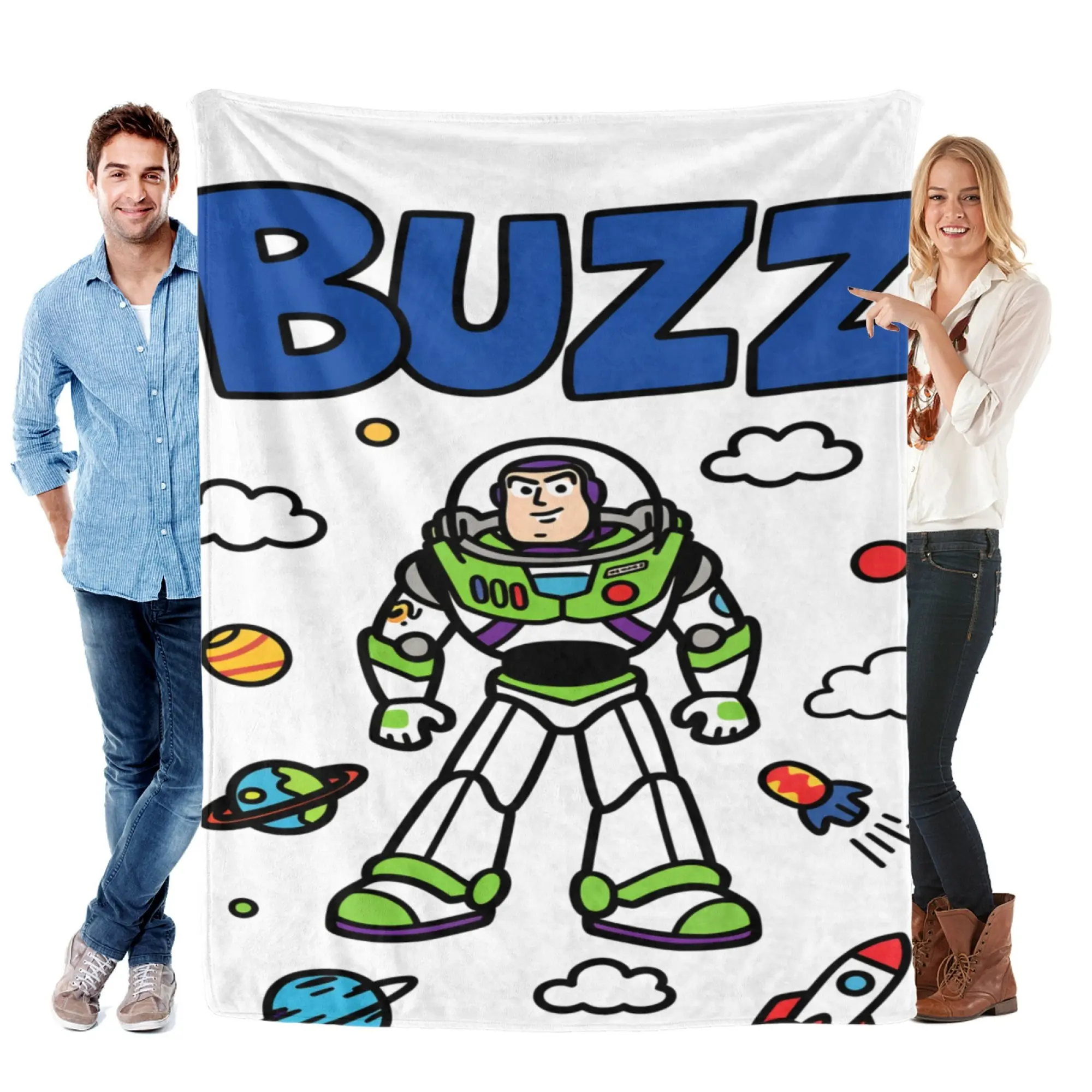 Disney Pixar Buzz Lightyear Super Soft Fleece Blanket - Cute 2D Graphic Kids Room Decor