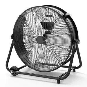High Speed 5700 CFM Industrial Drum Floor Fan – 24 Inch Heavy Duty Metal – 3 Speeds – 360° Tilt – Casters & Handle – Ideal for Garage, Warehouse, Workshop, Commercial Use