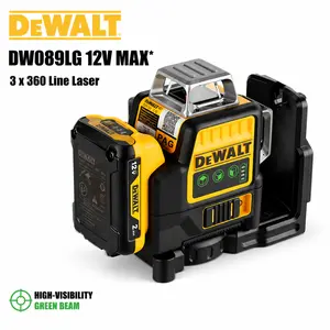 Professional DEWALT DW089LG 12V Green Beam Self-Leveling Laser for Framing and Drywall features 360 Degree Full Room Coverage with High-Visibility Lines and Heavy-Duty Drop Protection Tool Kit