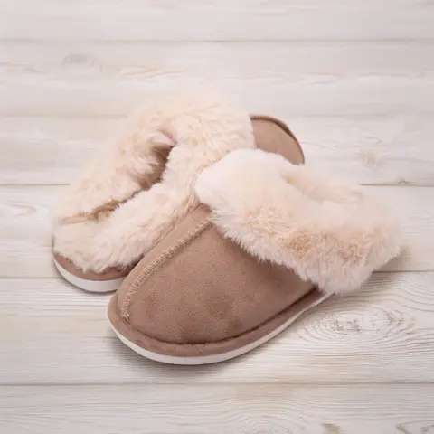 Warm Women's Plush Fleece-Lined Slip-On Moccasin with Fluffy Detail - Non-Slip Winter Home Slippers on Snow House Outdoor Indoor Flat Platform Sole. So Cozy!