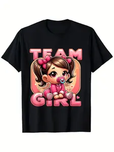 Men's Team Baby Announcement Gender Reveal TShirt Black Shirt with Pink TEAM Girl Graphic Baby Footprints SXXXL Sizes for Pregnancy Parties Halloween Christmas Gifts
