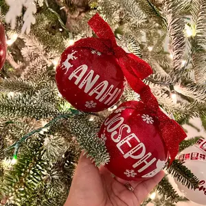 Custom Christmas ball, Personalized christmas ornament, Christmas Glitter Ornaments, Holiday Ornament Tree Plastic