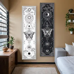 Butterfly & Moon & Sun Pattern Wall Tapestry, 2 Counts/set Vertical Banner Tapestry, Wall Hanging Decor for Home Living Room Bedroom, Home Decor Supplies