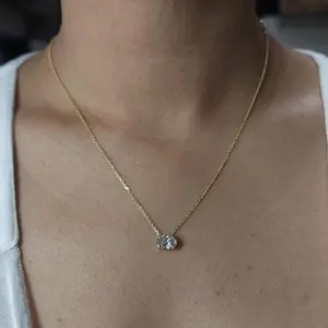 14Kt Gold 1 Ct Lab Grown Oval Diamond Solitaire Pendant