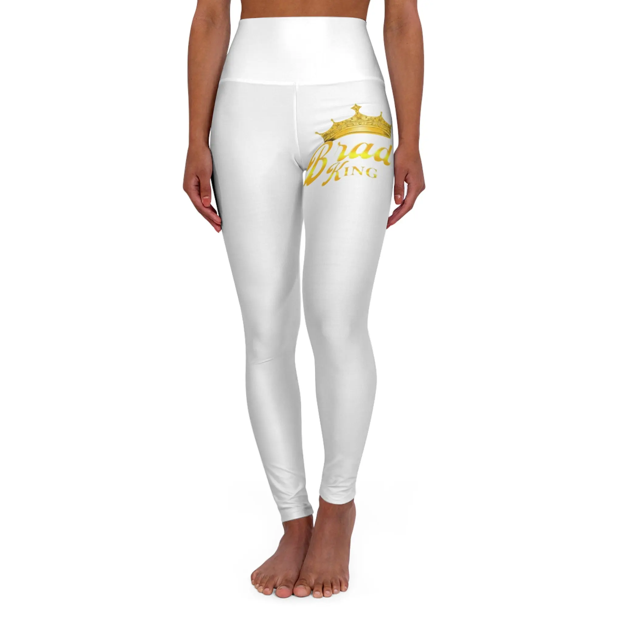High-Waisted Yoga Leggings — 'Brand King' Gold Crown Athletic Leggings