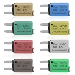 ATM Manual Resettable Fuse Low Profile Mini Blade Fuses 5A 6A 7.5A 10A 15A 20A 25A 30A Amp Automotive Circuit Breaker Fuses Reset Fuses Assortment Kit Boat Marine RV Car Truc DC 12V 28 Volts