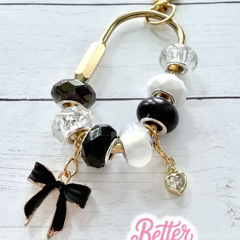 Bow Beaded Carabiner Charm | Keychain & Bag Charm | Handmade Accessory | Choose From 4 Color Options