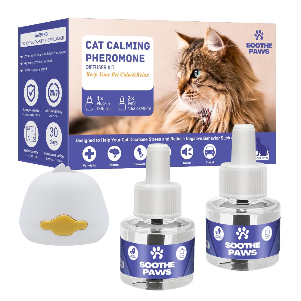 SoothePaws Cat Calming Pheromone Diffuser Kit — 1D+1R or 1D+2R (48 ml Refills) | Unscented & Drug-Free | Helps Reduce Scratching, Spraying, Hiding & Meowing | ~30 Days per Refill | Covers up to ~700 sq ft per Diffuser | 110–220V SoothePaws Cat Calming Pheromone Diffuser Kit — 1D+1R or 1D+2R (48 ml Refills) | Unscented & Drug-Free | Helps Reduce Scratching, Spraying, Hiding & Meowing | ~30 Days per Refill | Covers up to ~700 sq ft per Diffuser | 110–220V