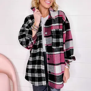 Black Plaid Colorblock Loose Shacket