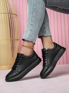 Women's Classic Sneakers, Low Top Lace-Up, Lightweight, Anti-Slip, Durable, Casual PU Leather Shoes for Daily Commute and Streetwear, Trendy walking sneaker