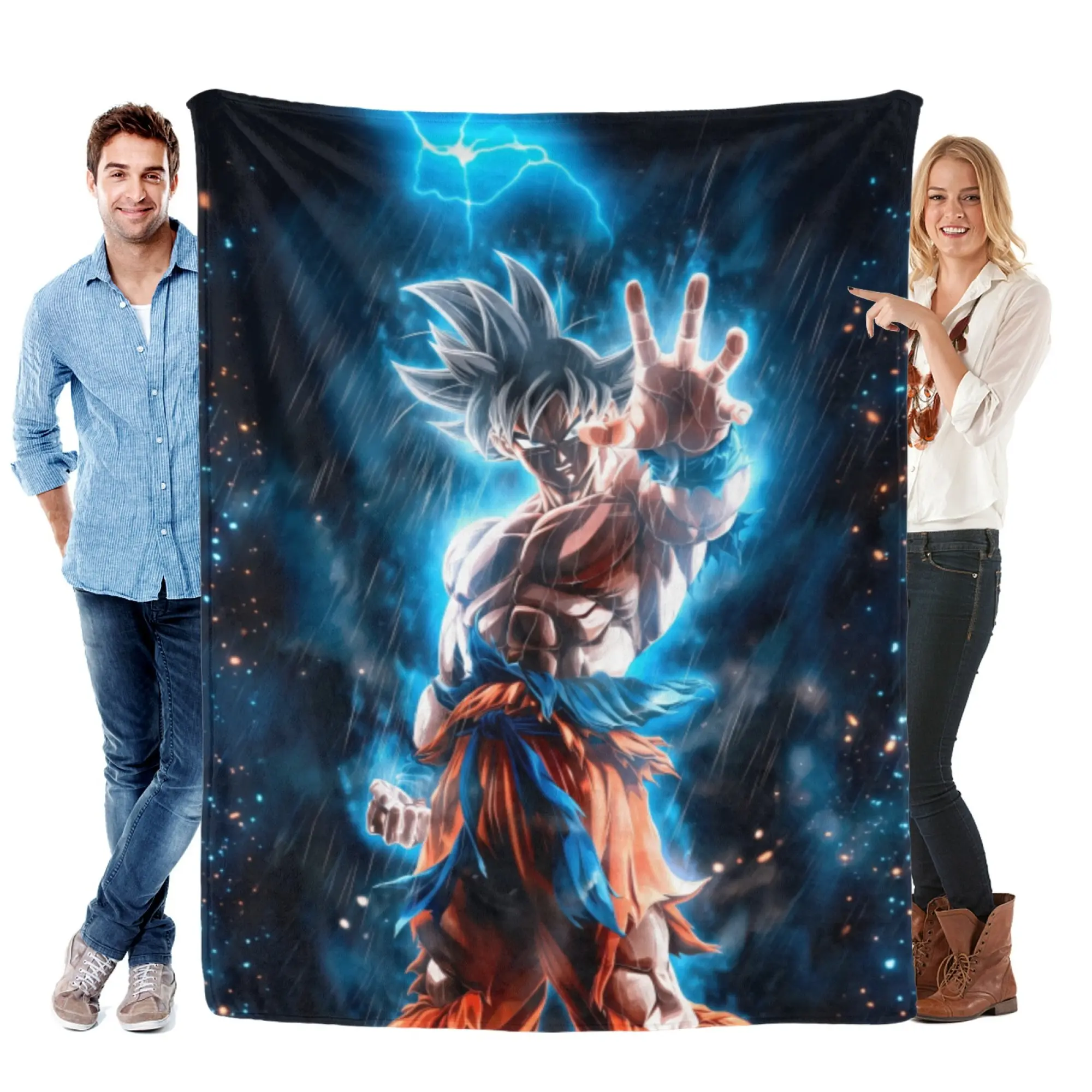 [SummerVibes] TOEI CLASSIC Dragon Ball Ultra Instinct Goku Soft Flannel Blanket, Vibrant 2D Anime Print for Couch, Bed & Gamer Room Decor